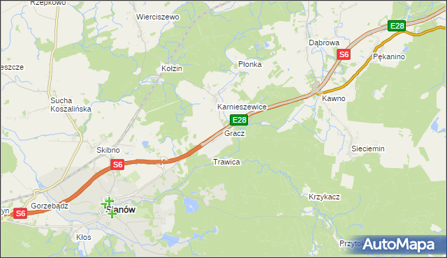 mapa Gracz, Gracz na mapie Targeo