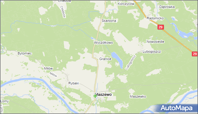 mapa Granice gmina Maszewo, Granice gmina Maszewo na mapie Targeo