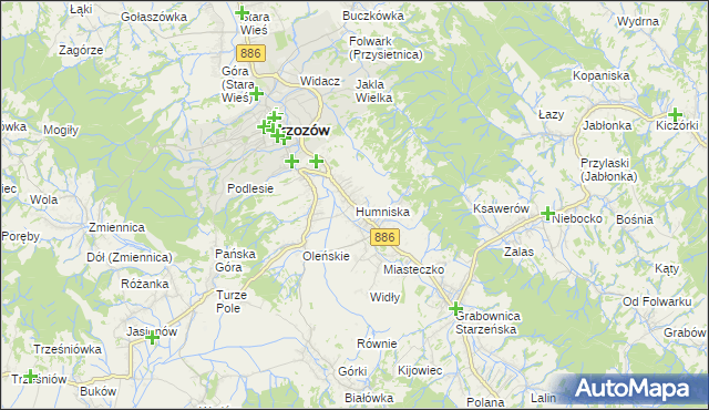 mapa Humniska, Humniska na mapie Targeo