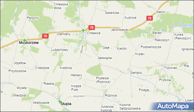 mapa Jadwigów gmina Moskorzew, Jadwigów gmina Moskorzew na mapie Targeo