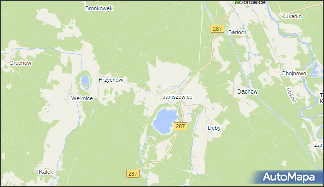 mapa Janiszowice gmina Bobrowice, Janiszowice gmina Bobrowice na mapie Targeo