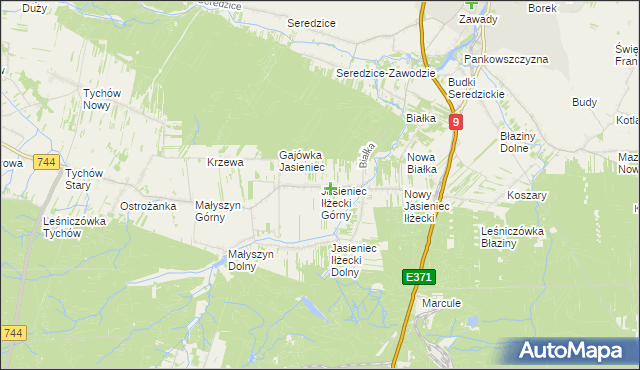 mapa Jasieniec Iłżecki Górny, Jasieniec Iłżecki Górny na mapie Targeo