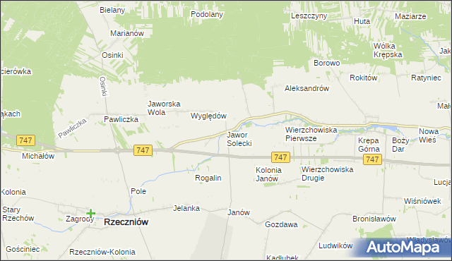 mapa Jawor Solecki, Jawor Solecki na mapie Targeo