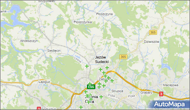 mapa Jeżów Sudecki, Jeżów Sudecki na mapie Targeo