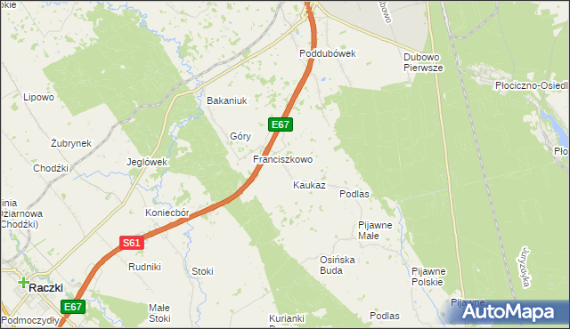 mapa Józefowo gmina Raczki, Józefowo gmina Raczki na mapie Targeo