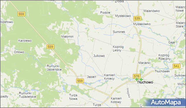 mapa Julkowo, Julkowo na mapie Targeo