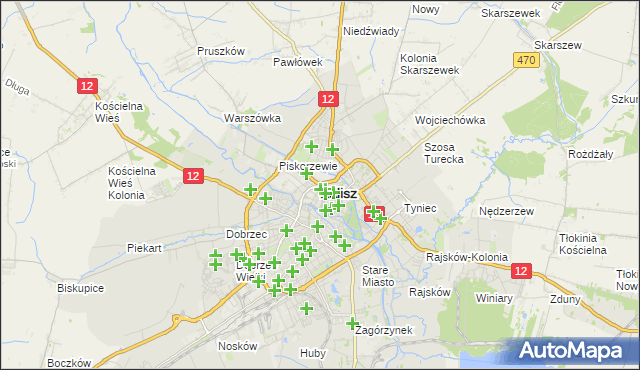 mapa Kalisza, Kalisz na mapie Targeo