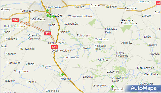 mapa Karwów gmina Opatów, Karwów gmina Opatów na mapie Targeo
