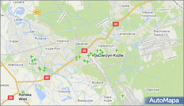 mapa Kędzierzyna-Koźle, Kędzierzyn-Koźle na mapie Targeo