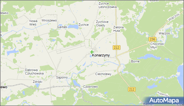 mapa Konarzyny powiat chojnicki, Konarzyny powiat chojnicki na mapie Targeo