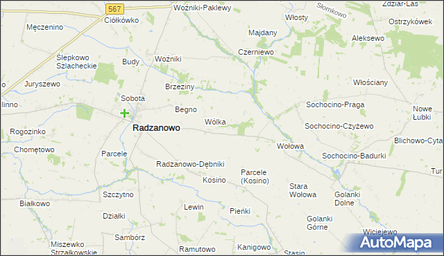 mapa Łoniewo gmina Radzanowo, Łoniewo gmina Radzanowo na mapie Targeo