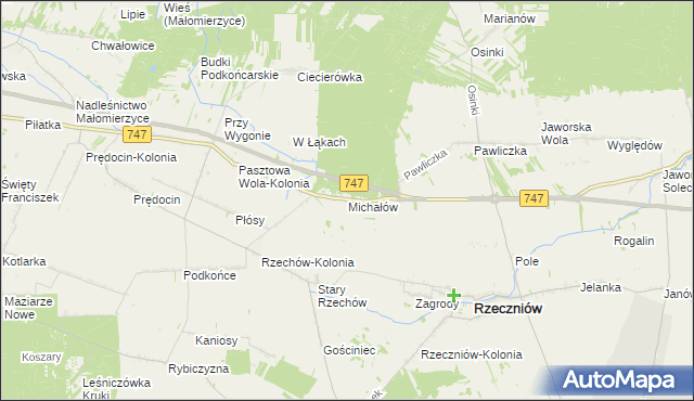 mapa Michałów gmina Rzeczniów, Michałów gmina Rzeczniów na mapie Targeo