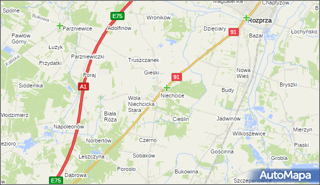 mapa Niechcice, Niechcice na mapie Targeo