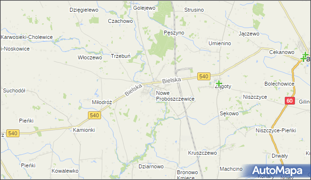 mapa Nowe Proboszczewice, Nowe Proboszczewice na mapie Targeo