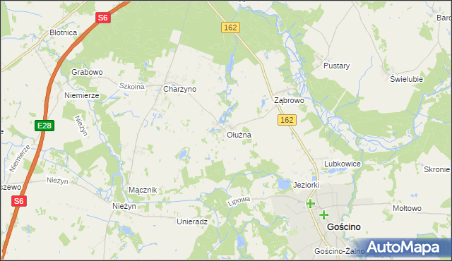 mapa Ołużna, Ołużna na mapie Targeo