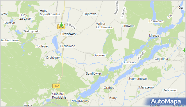 mapa Osówiec gmina Orchowo, Osówiec gmina Orchowo na mapie Targeo
