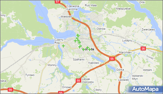 mapa Ostróda, Ostróda na mapie Targeo