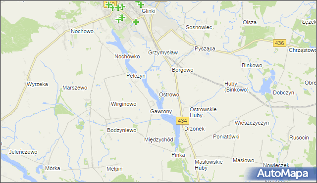 mapa Ostrowo gmina Śrem, Ostrowo gmina Śrem na mapie Targeo