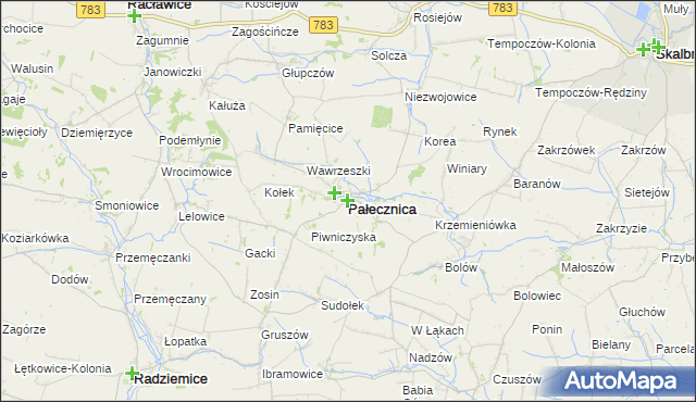 mapa Pałecznica powiat proszowicki, Pałecznica powiat proszowicki na mapie Targeo