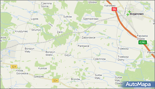 mapa Parłowice, Parłowice na mapie Targeo