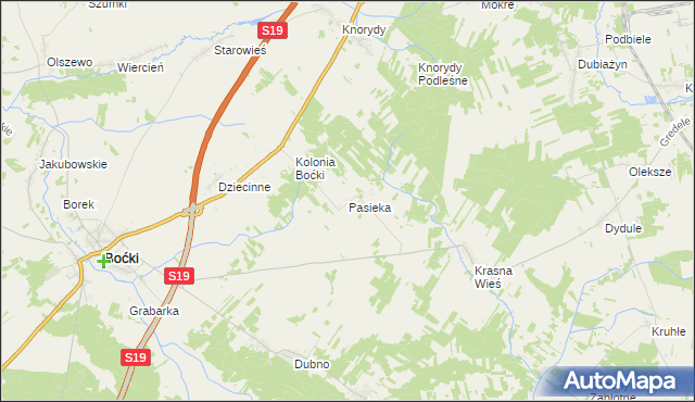 mapa Pasieka gmina Boćki, Pasieka gmina Boćki na mapie Targeo