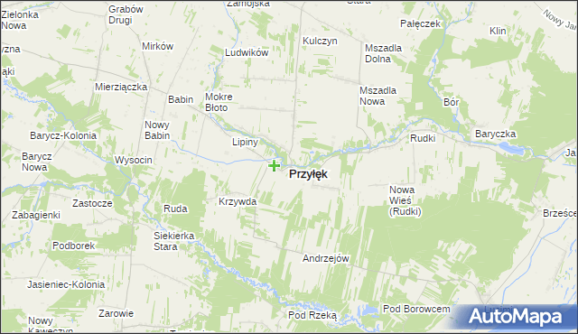 mapa Przyłęk powiat zwoleński, Przyłęk powiat zwoleński na mapie Targeo