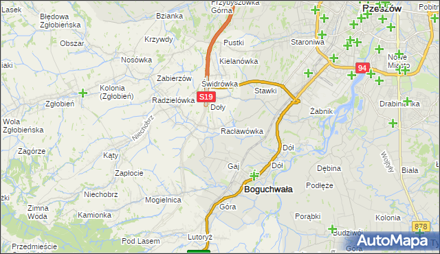 mapa Racławówka, Racławówka na mapie Targeo