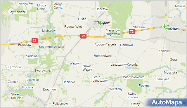 mapa Romanówek, Romanówek na mapie Targeo