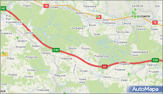 mapa Rudno gmina Krzeszowice, Rudno gmina Krzeszowice na mapie Targeo