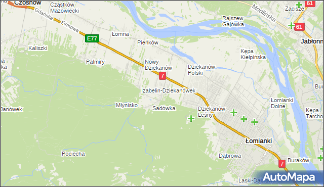 mapa Sadowa gmina Łomianki, Sadowa gmina Łomianki na mapie Targeo