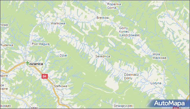 mapa Serednica, Serednica na mapie Targeo