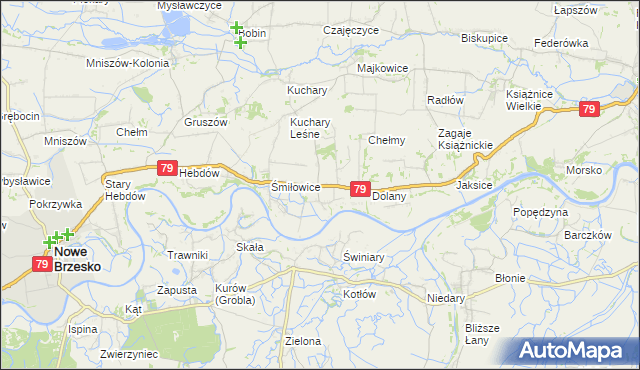 mapa Sierosławice gmina Nowe Brzesko, Sierosławice gmina Nowe Brzesko na mapie Targeo
