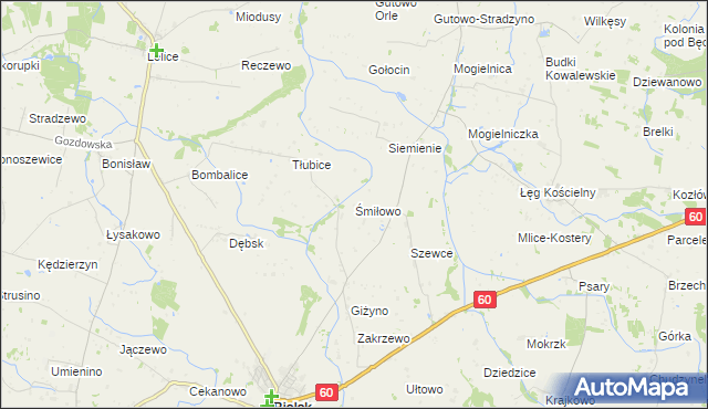 mapa Śmiłowo gmina Bielsk, Śmiłowo gmina Bielsk na mapie Targeo