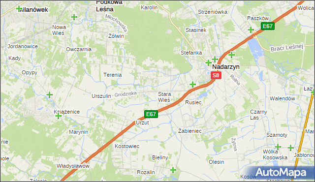 mapa Stara Wieś gmina Nadarzyn, Stara Wieś gmina Nadarzyn na mapie Targeo