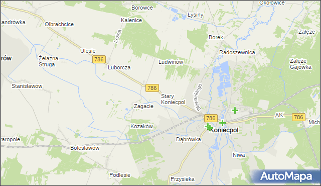 mapa Stary Koniecpol, Stary Koniecpol na mapie Targeo