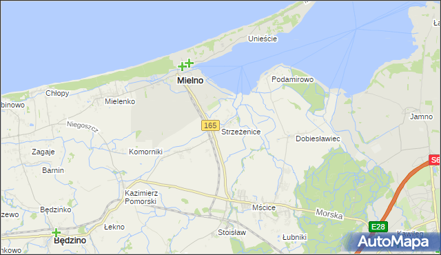 mapa Strzeżenice, Strzeżenice na mapie Targeo