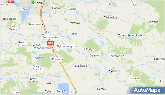 mapa Sułoszyn gmina Firlej, Sułoszyn gmina Firlej na mapie Targeo