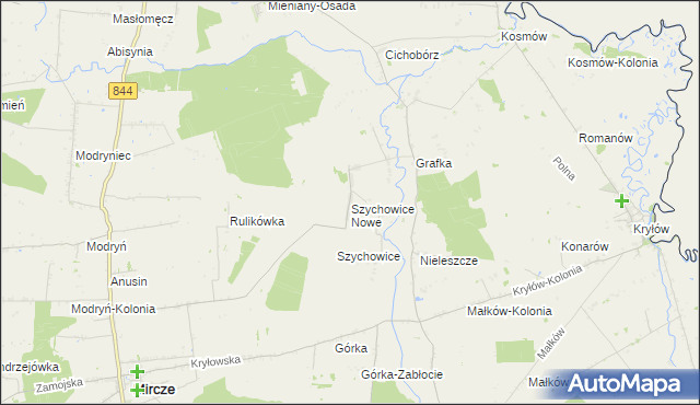 mapa Szychowice Nowe, Szychowice Nowe na mapie Targeo