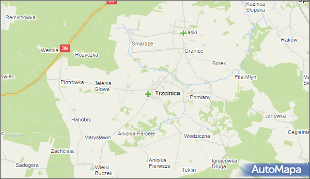 mapa Trzcinica powiat kępiński, Trzcinica powiat kępiński na mapie Targeo