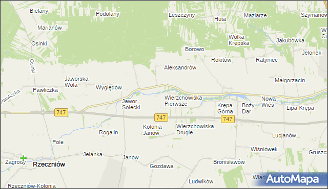 mapa Wierzchowiska Pierwsze gmina Sienno, Wierzchowiska Pierwsze gmina Sienno na mapie Targeo