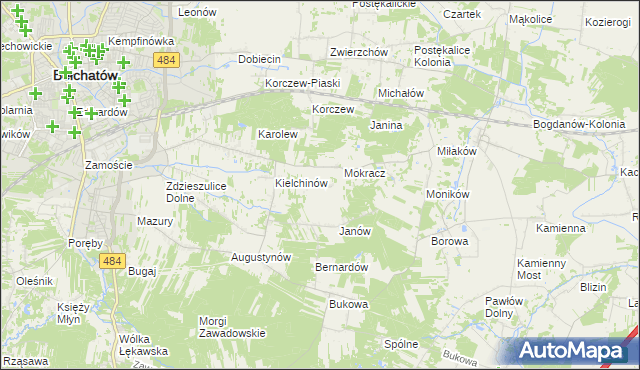 mapa Wiktorów gmina Bełchatów, Wiktorów gmina Bełchatów na mapie Targeo