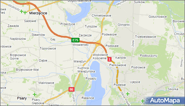 mapa Wojkowice Kościelne, Wojkowice Kościelne na mapie Targeo