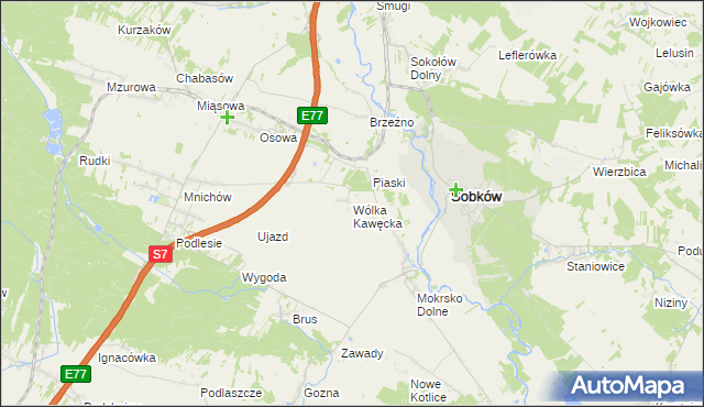 mapa Wólka Kawęcka, Wólka Kawęcka na mapie Targeo