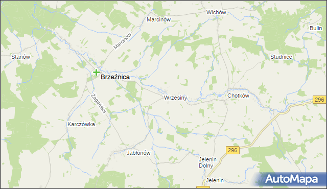 mapa Wrzesiny gmina Brzeźnica, Wrzesiny gmina Brzeźnica na mapie Targeo