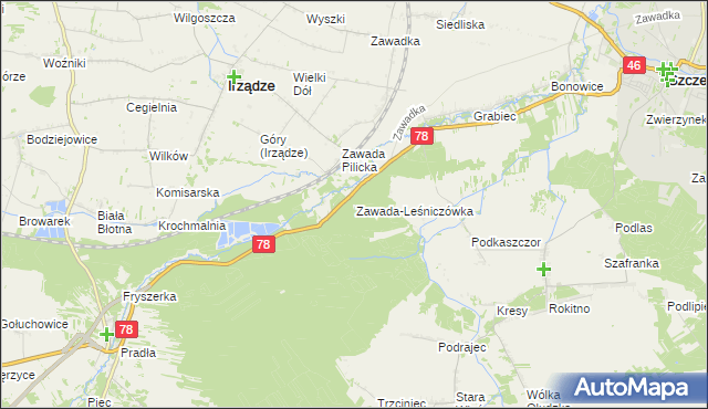 mapa Zawada-Leśniczówka, Zawada-Leśniczówka na mapie Targeo