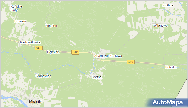 mapa Adamowo-Zastawa, Adamowo-Zastawa na mapie Targeo