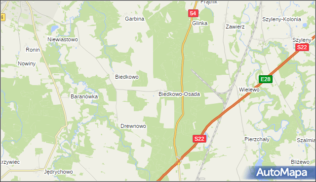 mapa Biedkowo-Osada, Biedkowo-Osada na mapie Targeo