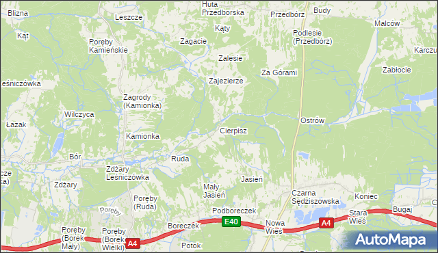 mapa Cierpisz gmina Sędziszów Małopolski, Cierpisz gmina Sędziszów Małopolski na mapie Targeo