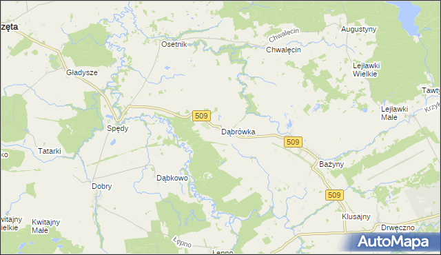 mapa Dąbrówka gmina Orneta, Dąbrówka gmina Orneta na mapie Targeo