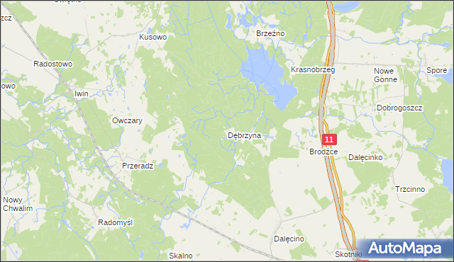 mapa Dębrzyna, Dębrzyna na mapie Targeo